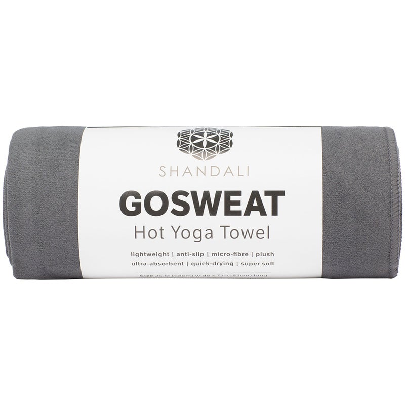 Shandali Hot Yoga GoSweat Microfiber Hand Towel in Super Absorbent Premium Gray Suede for Bikram, Pilates, Gym, and Outdoor Sports. 16 x 26.5 inches. - Image 1